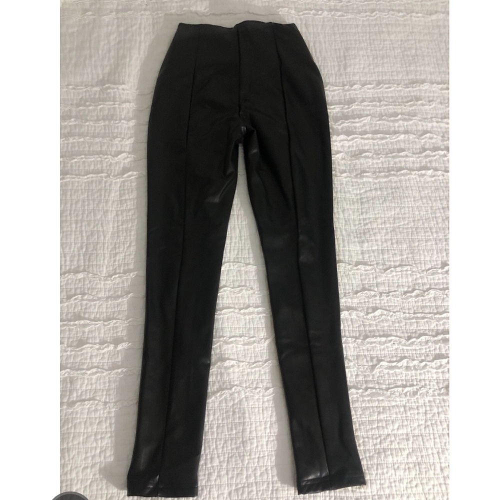 Black leather leggings